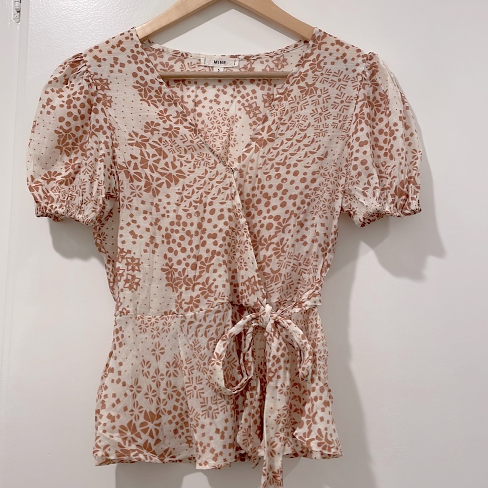 MINE/ Women Summer Blouse/ Color - Tan and Cream